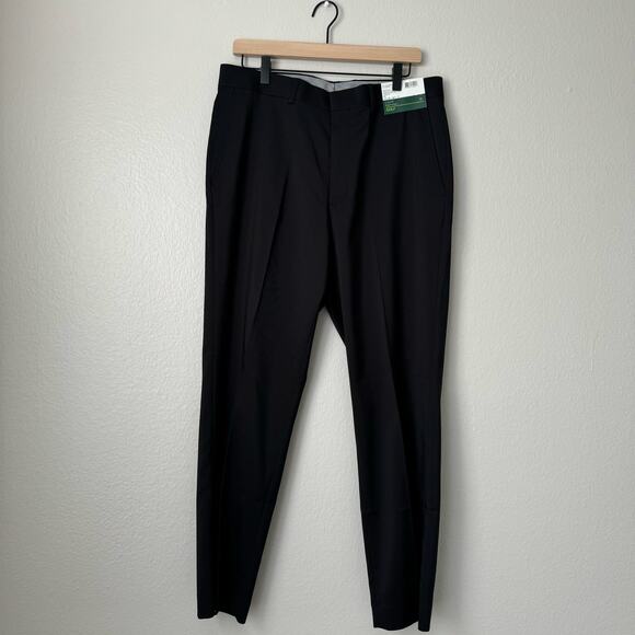 NWT Louis Raphael Men's 34 x 30 Black Golf Dress Pants Flat Front Straight Leg - Picture 1 of 8